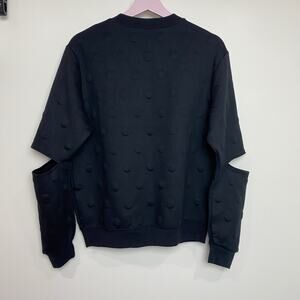 JOY LAB Polka Dot Pop Outs Black Sweatshirt Split Cut Out Elbow Sz Medium GUC